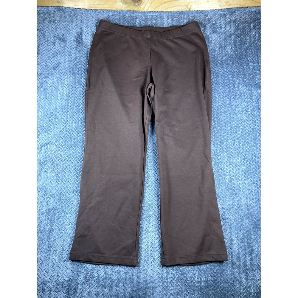 Modern Soul New Stretch Ankle Pants Womens 1X Brown High Rise Wide Leg Pull On